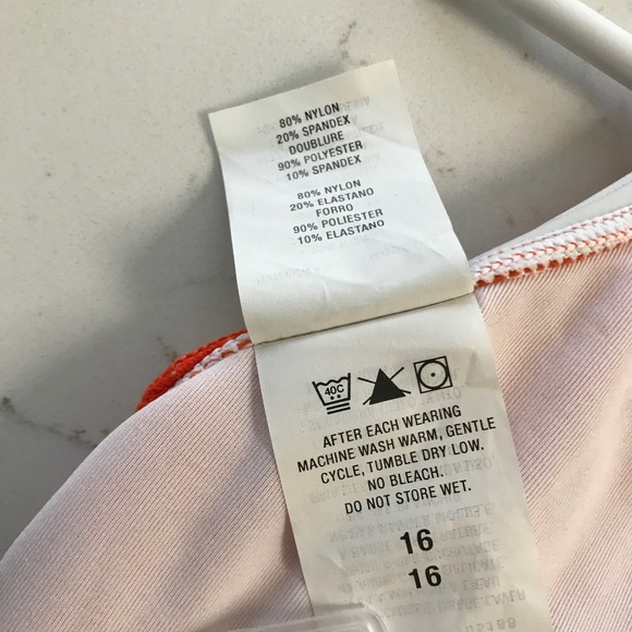 Nike Girls / Young Women’s Swimsuit Bathing Suit Size 16 Orange One Piece NWT - Picture 5 of 5